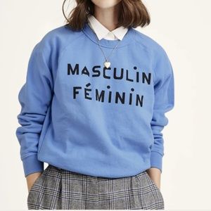 Clare V masculin feminin sweatshirt in bright blue size xs